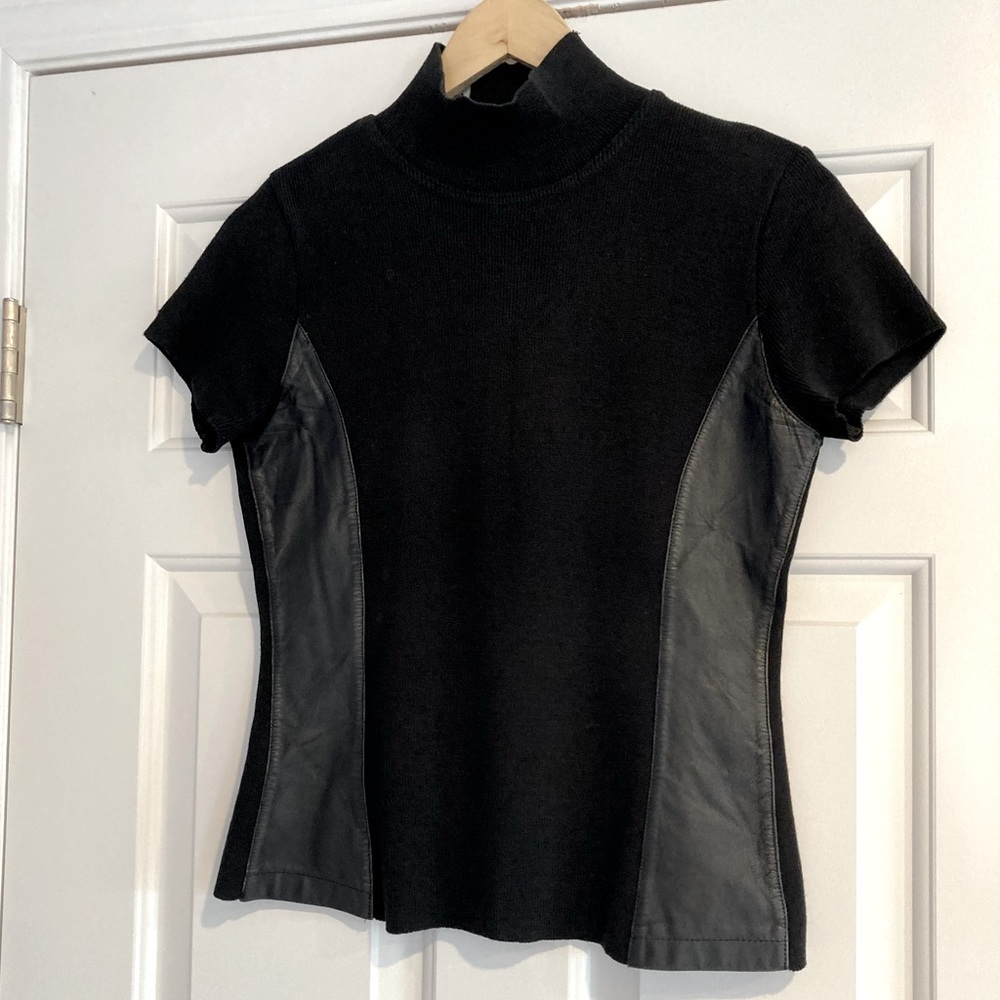 Amaya Arzuaga Ribbed Knitted Top With Lambskin 40( S/M US)